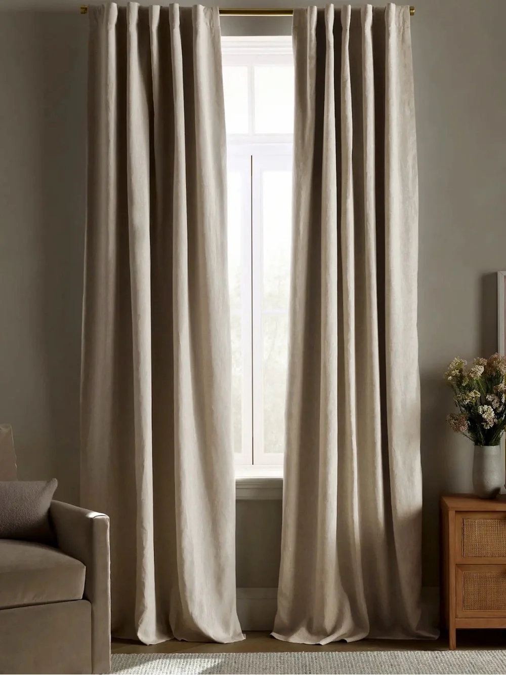 Quince Flax 48x84 Linen Blackout Drapery Panel - Retail $92